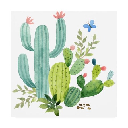 Trademark Fine Art Jane Maday 'Happy Cactus Painting Iv' Canvas Art, 24x24 WAG13831-C2424GG